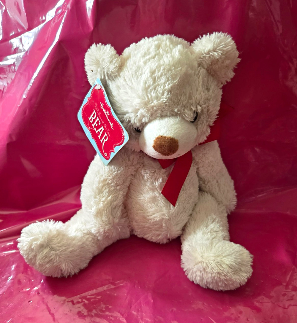 Hallmark Let’s Snuggle You White Plush Bear Red Ribbon With Tags Valentine 2021